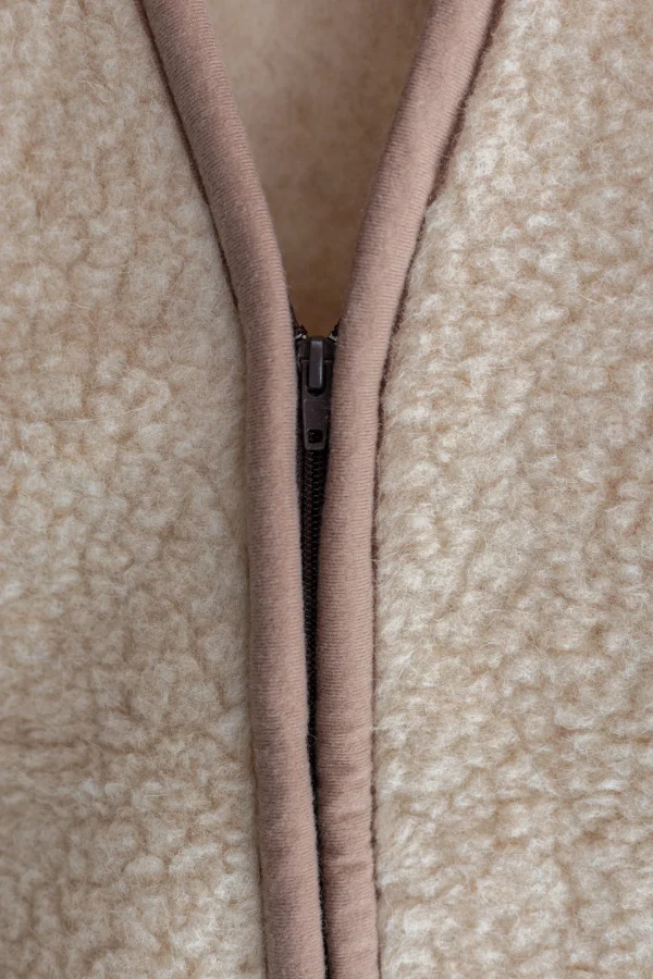 Bodywarmer van wol - camel met rits - volwassenen -02