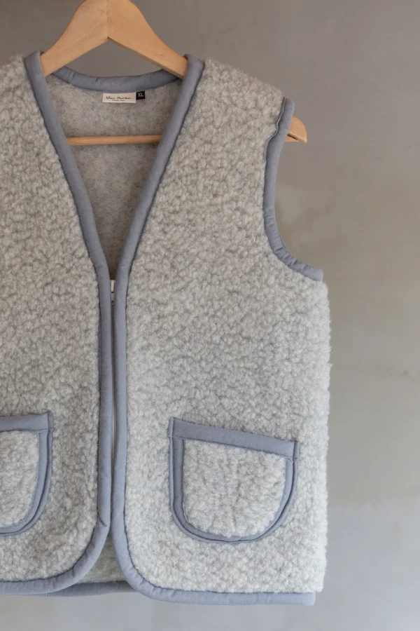 Bodywarmer van wol - grijs met rits - volwassenen -02