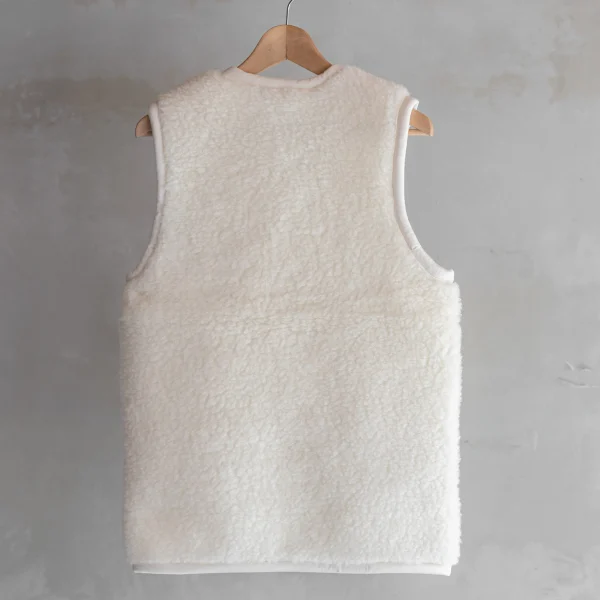 Bodywarmer van wol - off white met rits - volwassenen -02